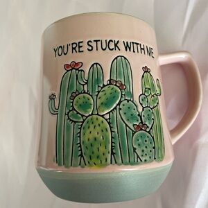You’re Stuck With Me- Hand Painted Cacrus Mug Blush Ceramic Coffee Cup